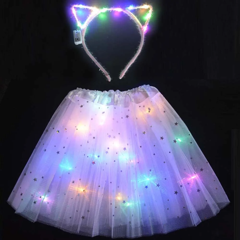 Женская светящаяся юбка пачка со светодиодной подсветкой для вечеринки костюм