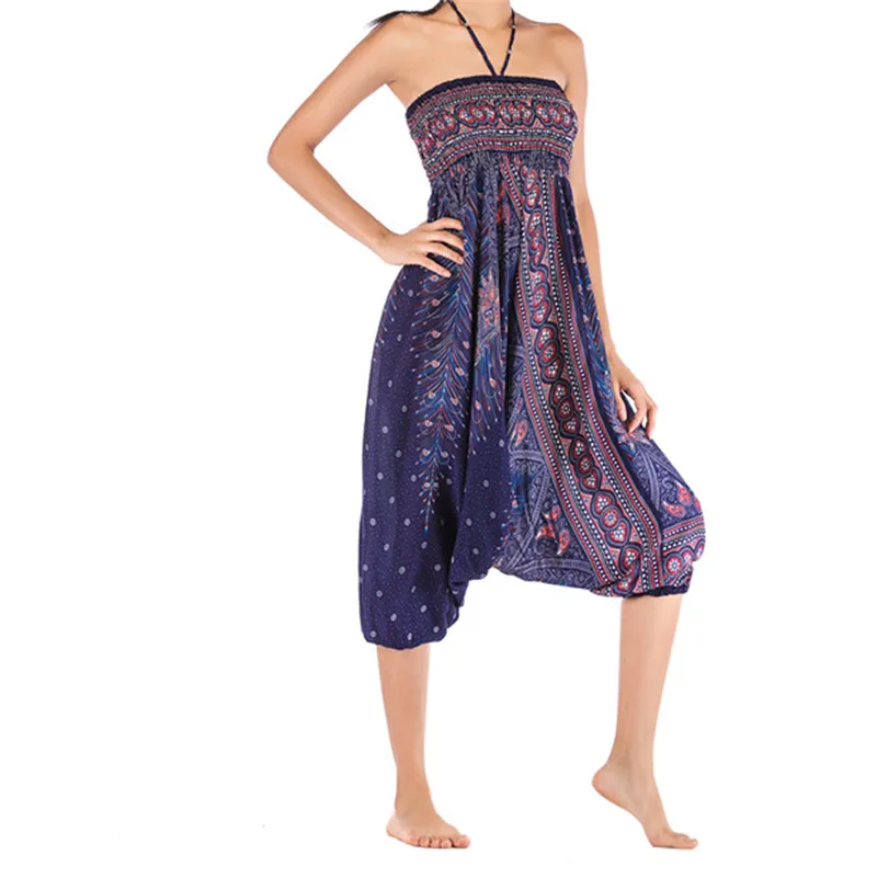 

hirigin Women's Bohemian Yoga Harem Pants Drop Bottom Elastic Waist Loose Pant for Yoga Meditation Outdoor Home Casual Pants