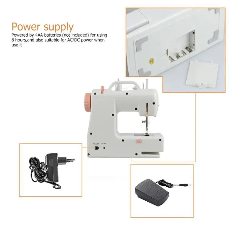 

Mini Sewing Machine Fhsm-318 Built-In Light Household Multi-Function Crafting Mending Machine Design Easily Carried Eu Plug