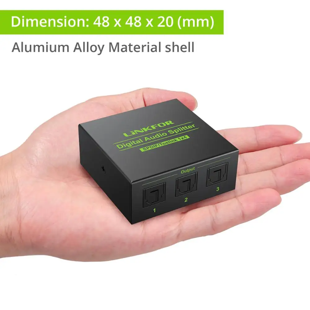 LiNKFOR 1x4 оптический цифровой аудио сплиттер 1 в 4 Out SPDIF Toslink с шт 6.6ft кабель Поддержка