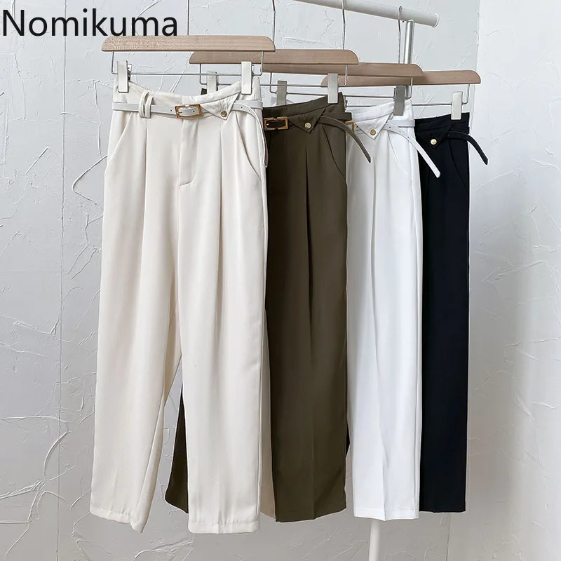Брюки Nomikuma женские Костюмные с поясом Новинка лета 2021 брюки до