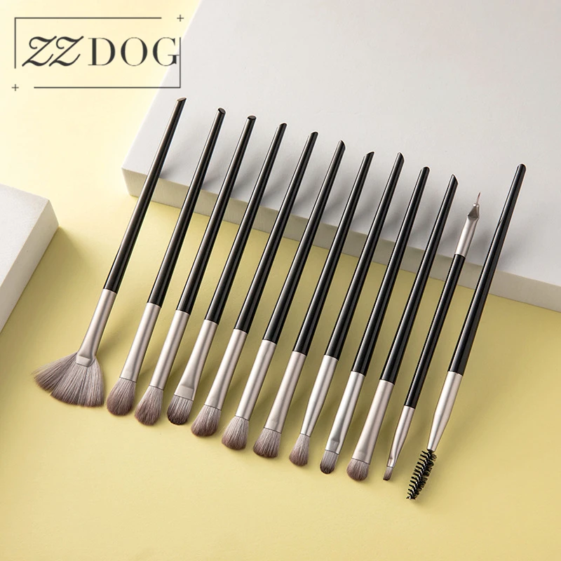 

ZZDOG 12Pcs Detail Professional Makeup Brushes Set Eye Shadow Highlight Concealer Blending Eyebrow Quality Cosmetics Tools Kit