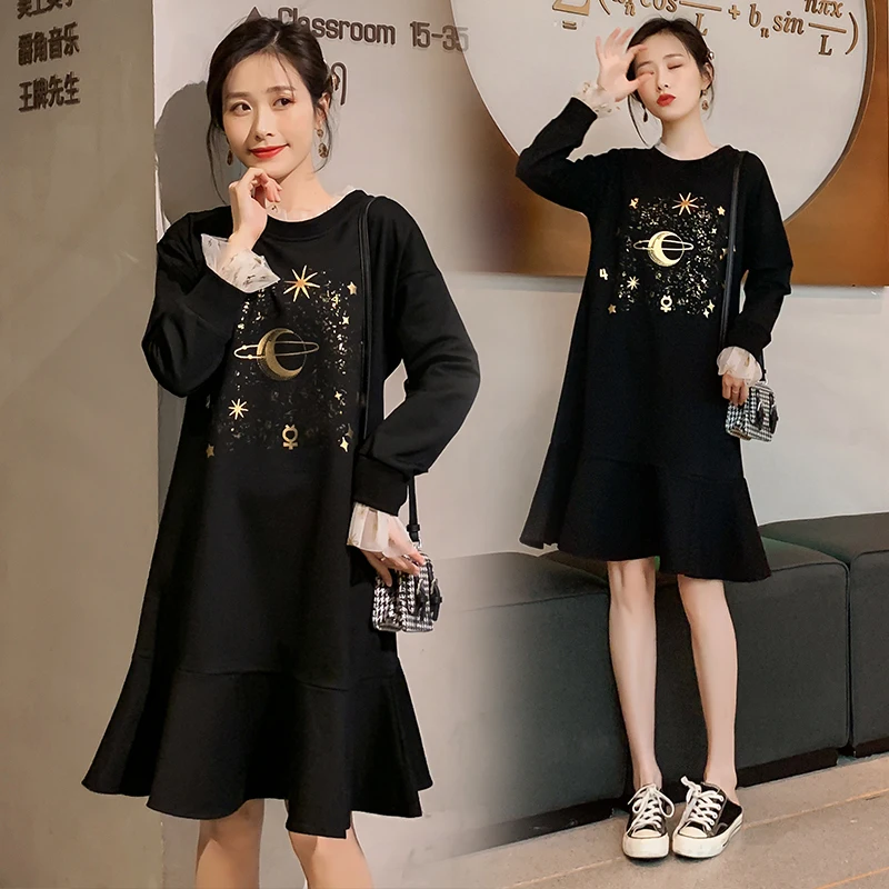 Новинка 2020 Брендовое весеннее платье для беременных женщин принт со звездой