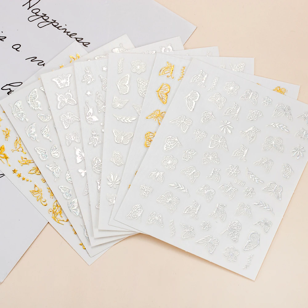 Новинка 3D бронзовая Бабочка искусство ногтей фотоклейкие слайдеры наклейка для