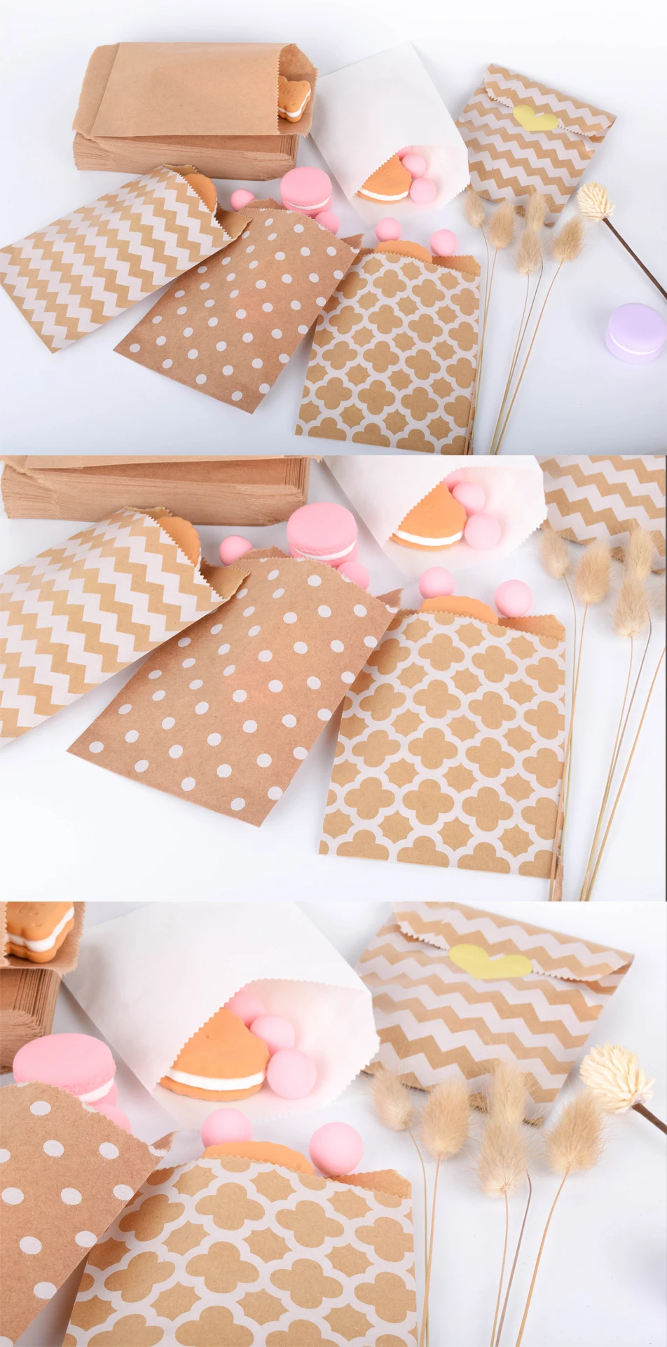 

25pcs Popcorn Bags Kraft Paper Bag Candy Biscuit giftwrapping baked goods bag Kraft Paper Bags Favour bags for gifts