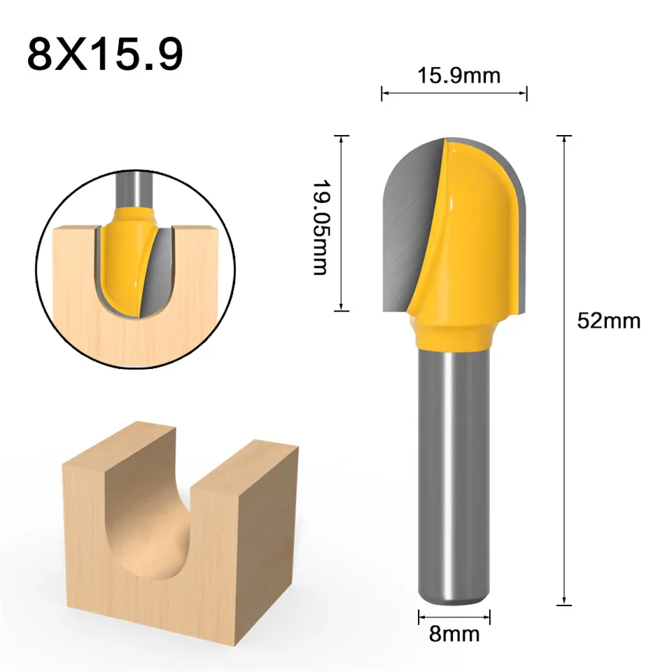 

KTCO 8mm Shank Router Bits Set Core Box Bit Long Blade Round Nose Bit For Woodworking Tools