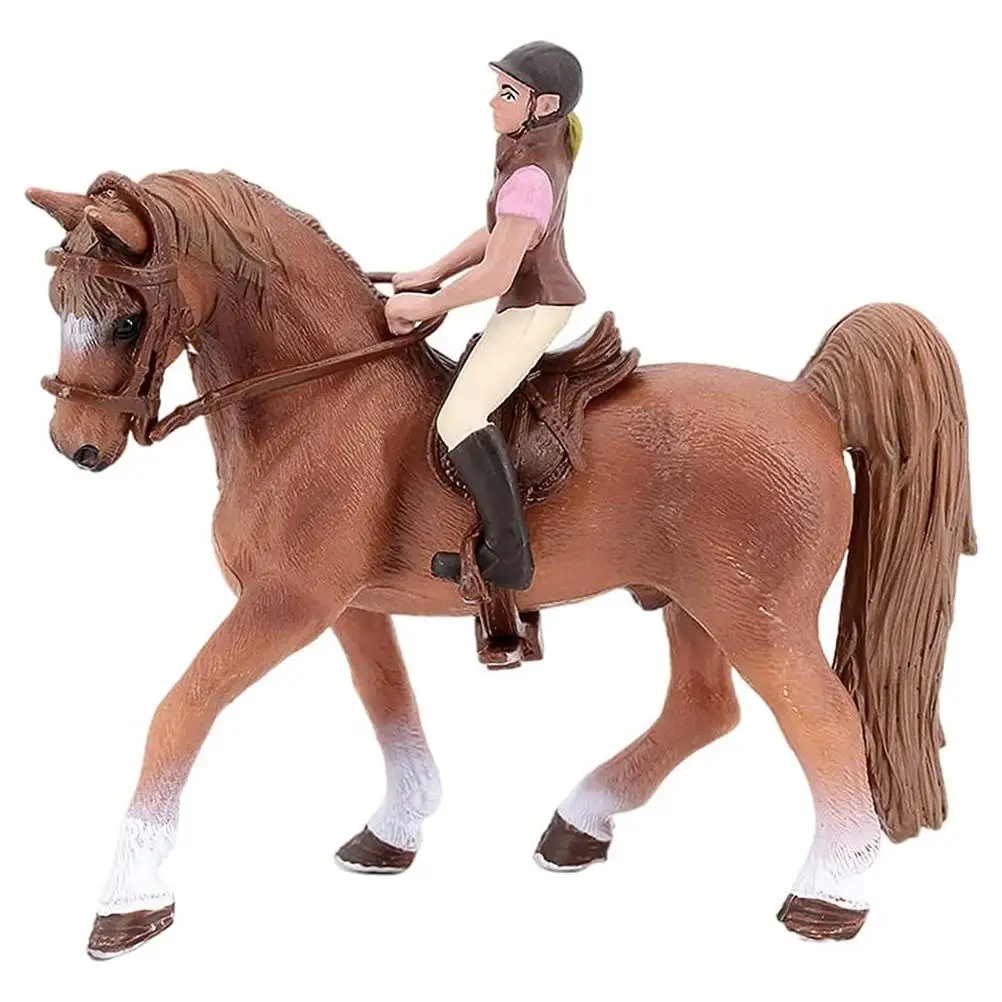 

Simulated World Famous Horse with Horsewoman Animal Figure Collection Model Toys Children's Learning Educational Toys for Kids