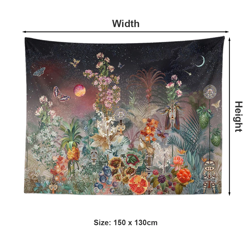 

Multifunctional Butterfly Flower Wall Tapestry Hanging Blanket Beach Cloth Yoga Mat Travel Sleeping Living Room Decor