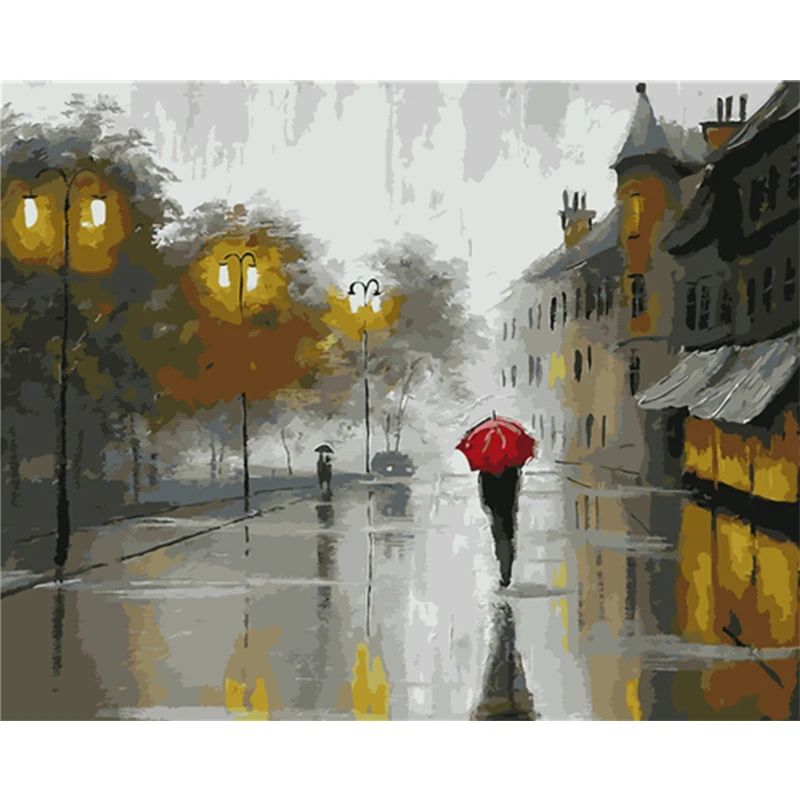 W140 Frameless Garden Villa DIY Painting By Numbers Kit Paint On Canvas Painting Calligraphy For Home Decor - Цвет: W140