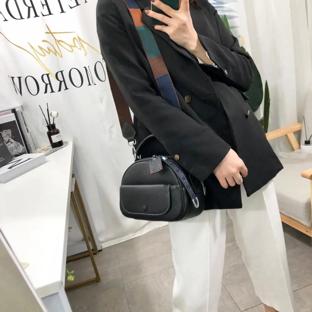 

free shipping 2020 the new style fashion nice zipper genuine cow leather women one shoulder bag crossbody bag 22cm 7color