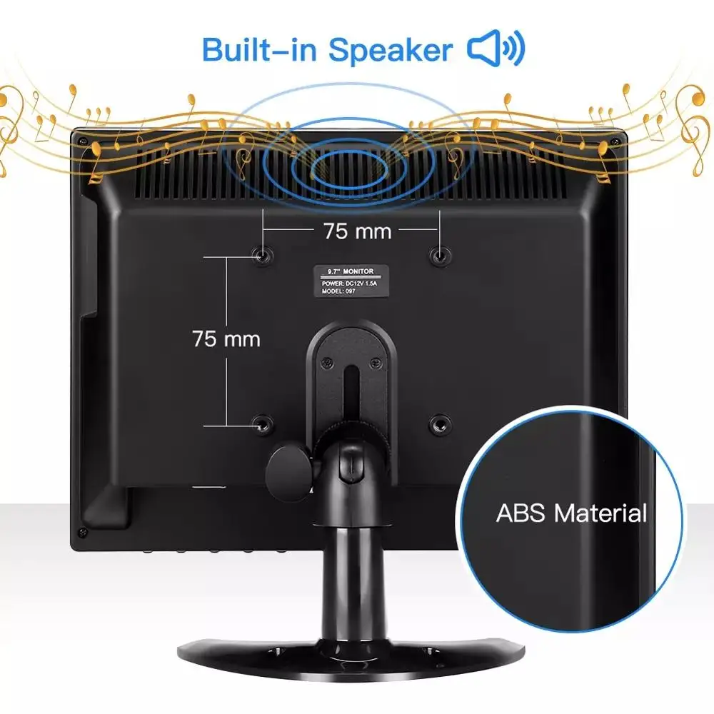Монитор видеонаблюдения Eyoyo 10 дюймов IPS HD 1024x768 CC HDMI маленький ЖК экран для ПК 4:3 BNC