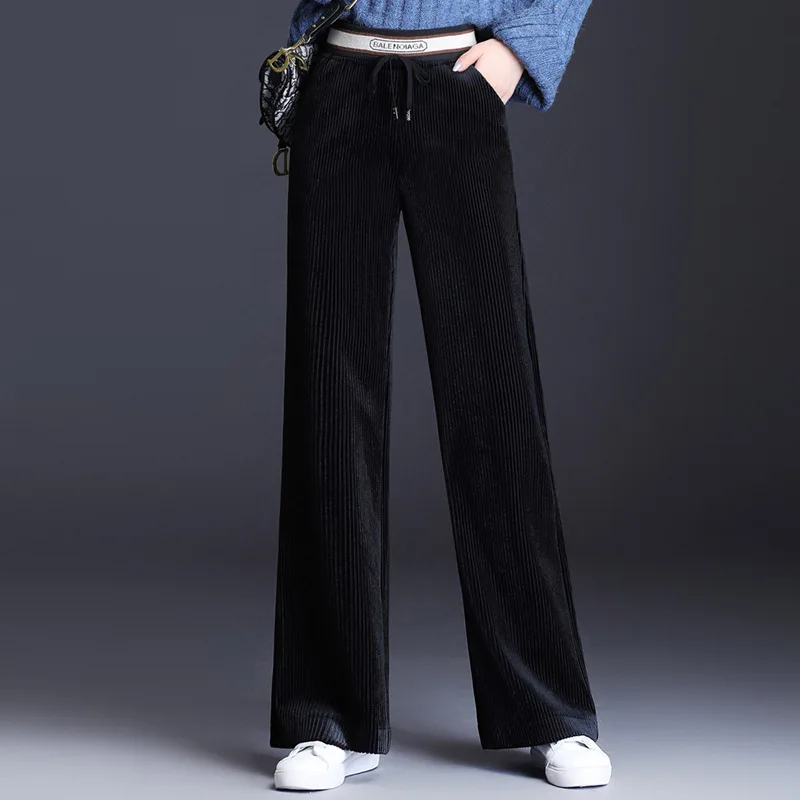 

Loose High Waist Wide Leg Pants Women'S Pants Autumn Winter Plus Velvet 2019 New Korean Casual Pants Women'S All Match Trousers