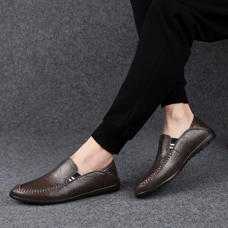

Brand Men's Loafers Minimalist Shoes for Men Big Size Flat Boat Shoes Slip-on Comfort Driving Shoes Men's Leather Casual Shoes