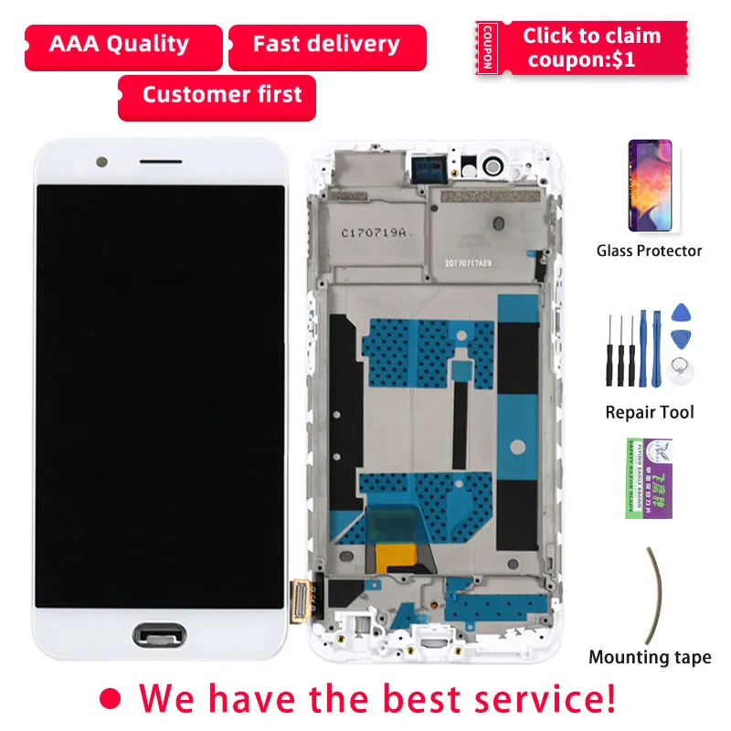 5 &quotоригинальный AMOLED для OPPO R11 ЖК-дисплей сенсорный экран дисплей CPH1707 с рамкой