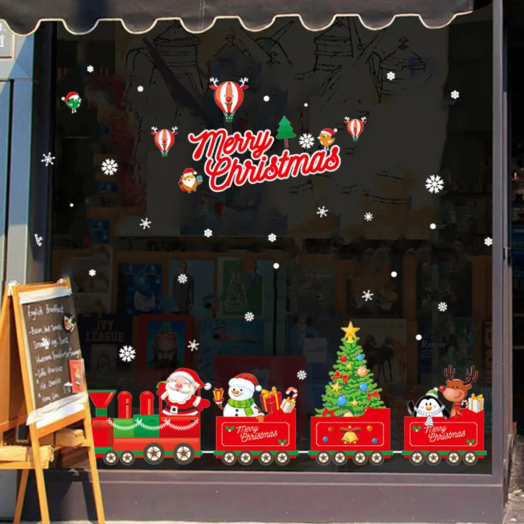 DIY веселые рождественские декоративные съемные настенные стикеры Санта Клаус
