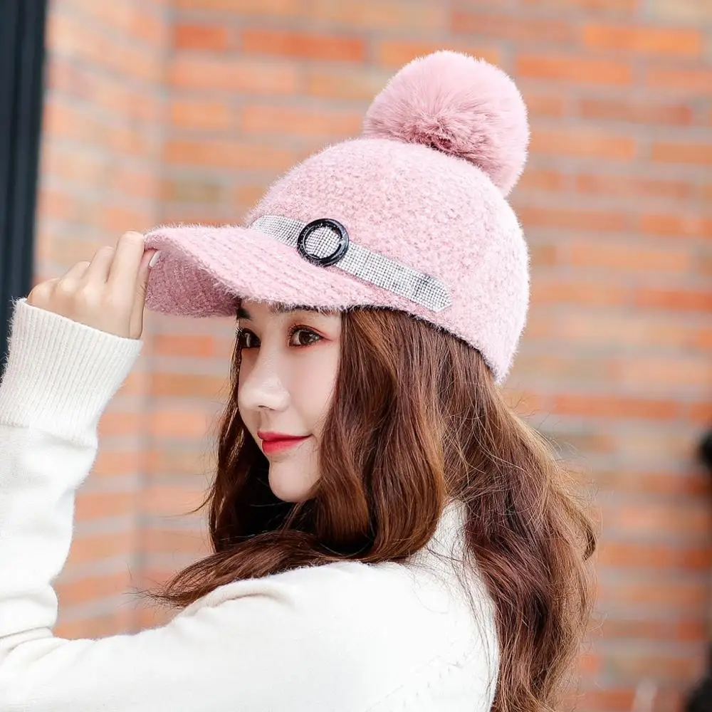 Кашемировая вязаная шапка bseball бейсбольная в полоску с украшением из стразов