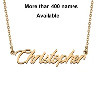 cursive initial letters name necklace for christopher birthday party christmas new year graduation wedding valentine day gift