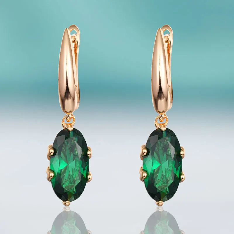 gold-green MAIKALE классические серьги с цирконием кубической огранки для женщин слеза Зеленый Синий CZ Серьги Brincos корейская мода ювелирные изделия - Окраска металла: gold-green