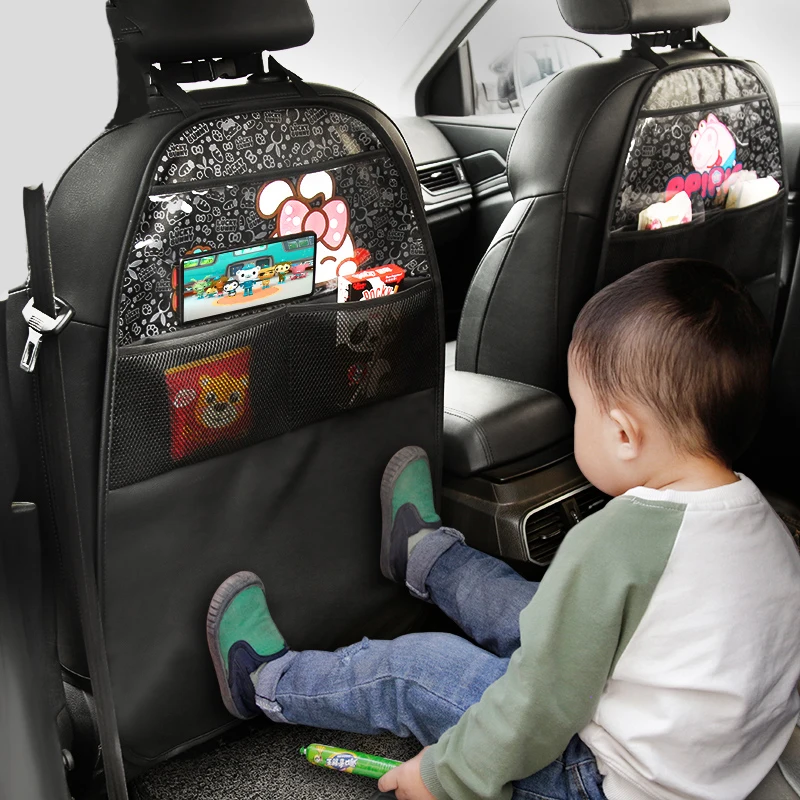 値段 子供用レザーカーシートカバー,漫画付きカーシートカバー,子供用バックプロテクター,収納ポケット,耐摩耗性,キックマット