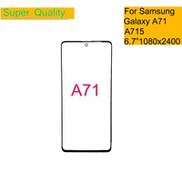 10pcslot for samsung galaxy a71 touch screen front glass panel lcd outer display lens a71 a715 with oca front glass parts
