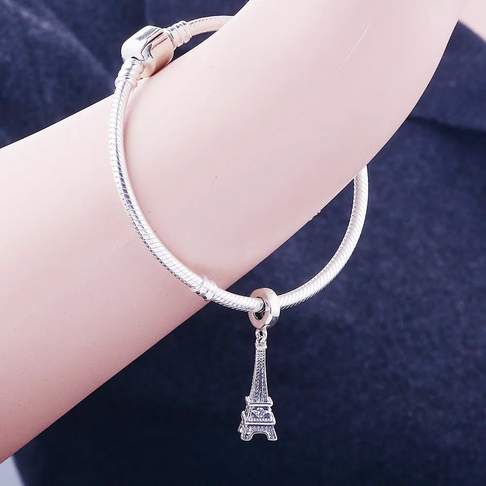 

Berloque Real 100% 925 Sterling Silver Tower Dangle Charm Fit Original Charms Bracelets DIY Beads Jewelry for Women