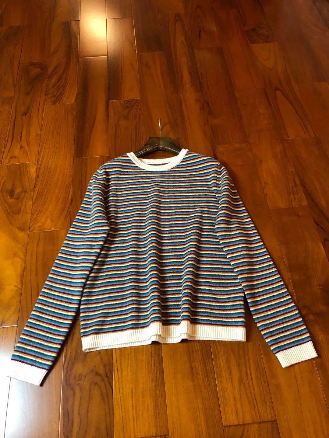 

Fashion Ladies 2023 New Long Sleeve Sexy Casual Cashmere Wool Yarn-dyed Color Striped Pullover 1024