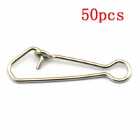 50pcs stainless steel fishing swivels hooked snaps fishing hook line connector sea swivel rolling snap 000000123456