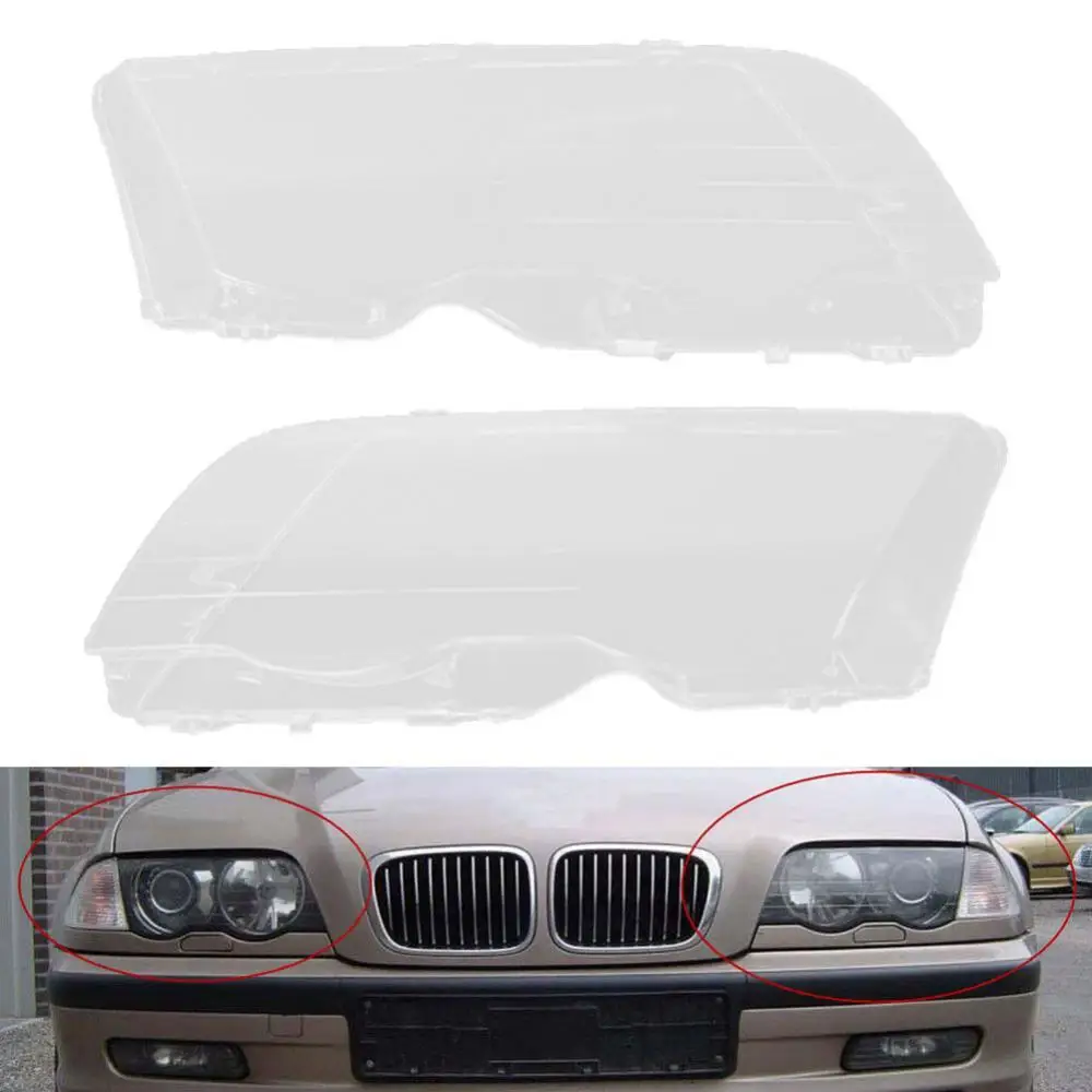 

1 Pair Left Right Headlight Headlamp Lens Cover for BM-W E46 3 Series 1998-2001