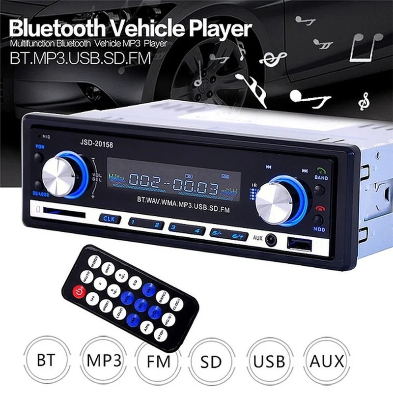 Car Radio Stereo Audio MP3 Player 12V In-dash Single 1 Din FM Receiver Aux Receiver USB Remote Control Autoradio - Цвет: 20158