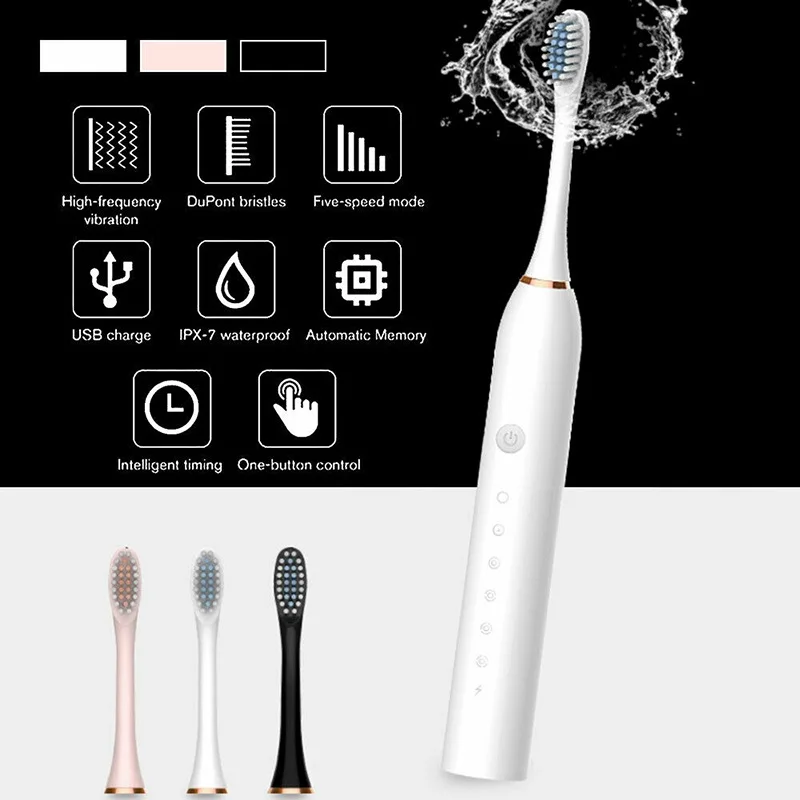 

Wireless Smart Timer Toothbrush Electric Sonic Inductive Toothbrush IPX7 Waterproof Ultrasonic Automatic USB Adults Toothbrush