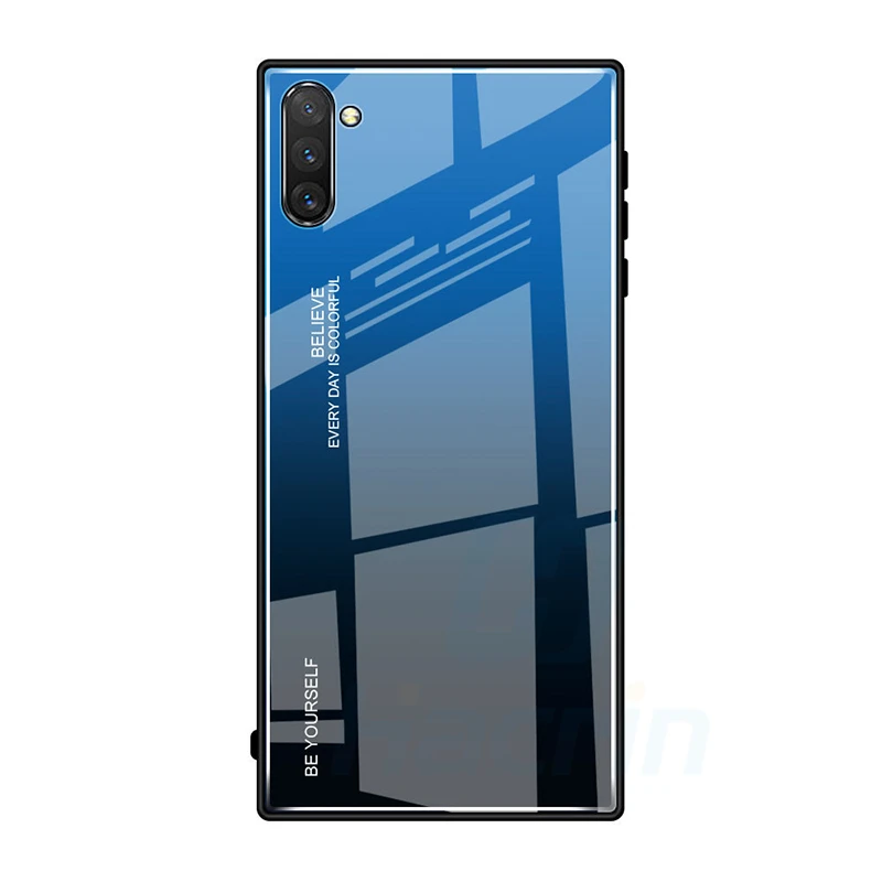 black blue Чехол Hacrin для samsung Galaxy Note 10 Plus, чехол с градиентом, закаленное стекло, бампер, твердая задняя крышка для samsung Note 10 10+ чехол - Цвет: black blue