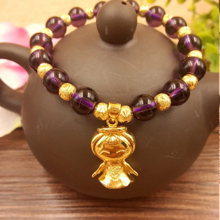 

Корейский Золотой браслет SIMPLE14K, ювелирные изделия, бисер, цепочка, Счастливый Ангел, бисер, браслет, золотые ювелирные изделия для девушки, ...