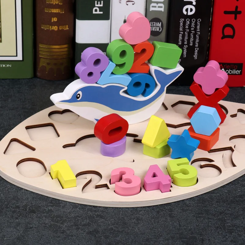 

NEW Kids Wooden Montessori Blocks Toy Digital Shape Cognition Match Early Education Building Blocks Toys Birthday Gifts Children