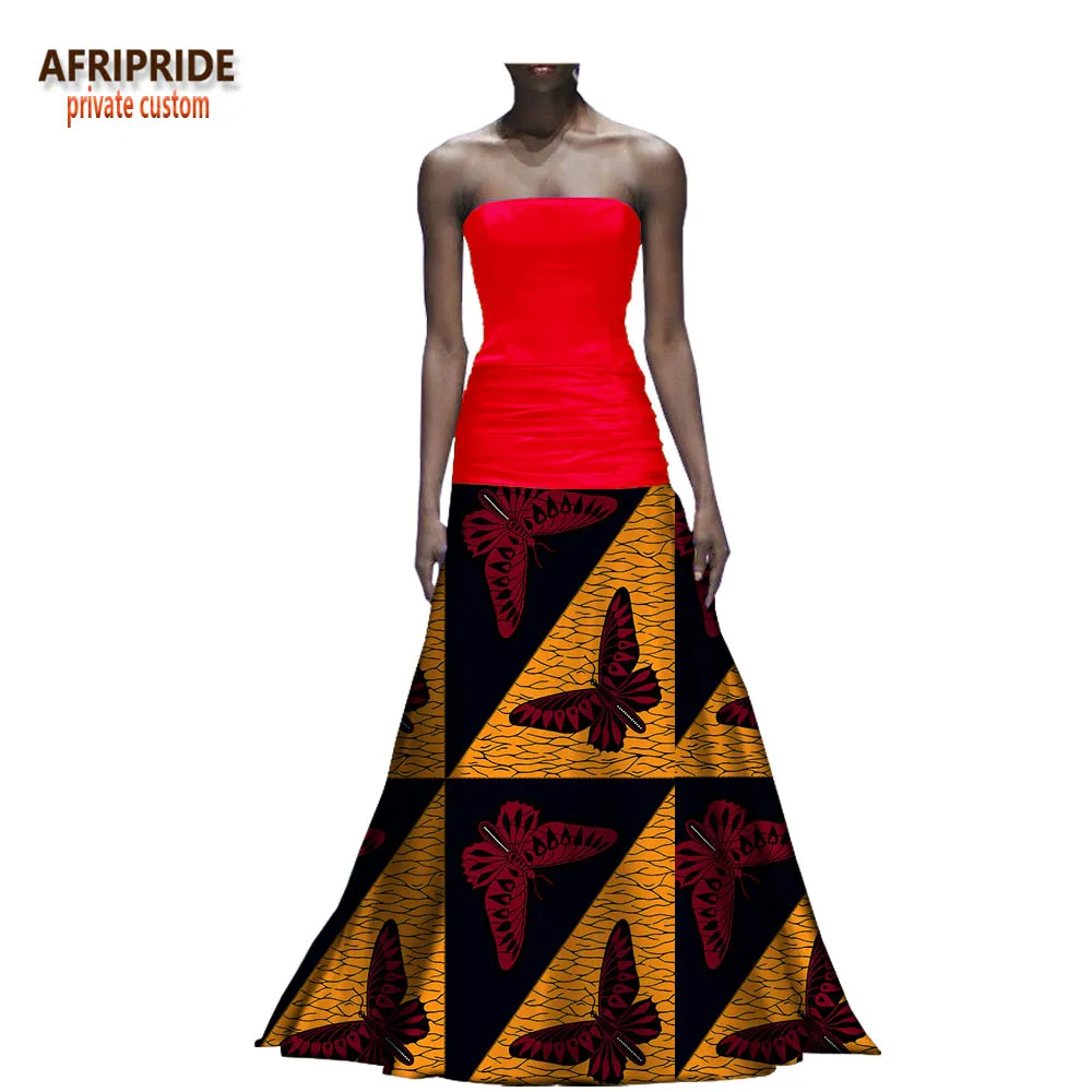 

african ANKARA dinner party dress for women AFRIPRIDE elegant strapless floor length trumpet elegant dress for women A7225143