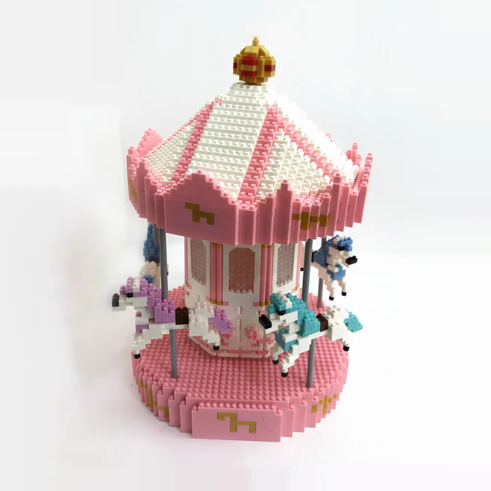 

Blocks Carousel Piggy Bank Small Particle Diamond Building Blocks Assembling Toy Decoration Gift