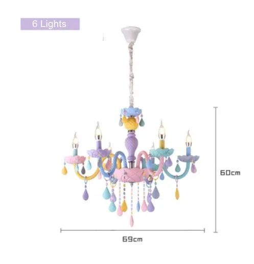 6 Lights Многоцветная Люстра для детской комнаты, спальни, детской люстры, освещение K9 хрустальные итальянские хрустальные люстры, приспособление - Цвет абажура: 6 Lights