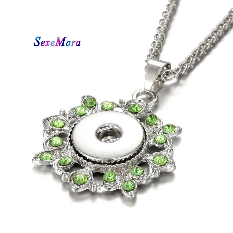 Ожерелье с кнопкой ювелирные изделия 18 мм зеленые Стразы оснастки ожерелья