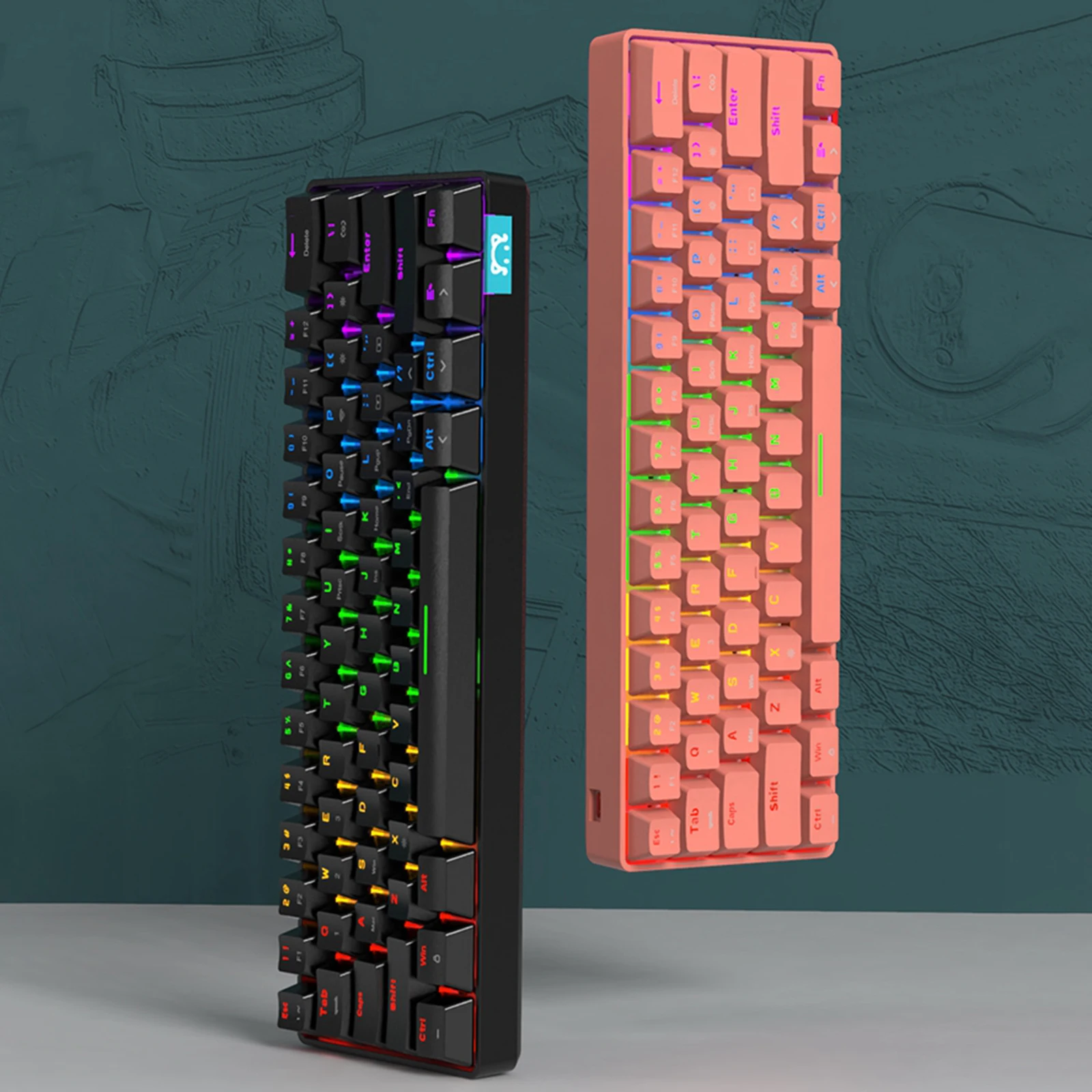 Игровая мини-механическая клавиатура Gaming Mini RGB Backlit Wireless Bluetooth с подсветкой, 61 клавиша, двойной режим, 1000 мАч, перезаряжаемая.