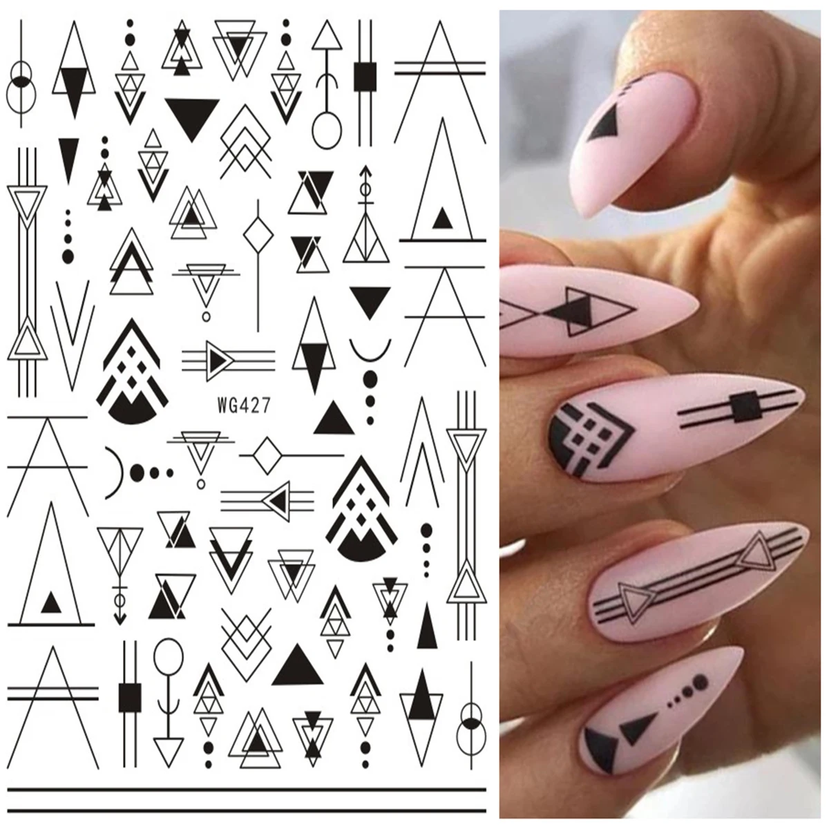 1 шт Nail Art Стикеры s черный бело золотые геометрическая форма дизайн аппарат для