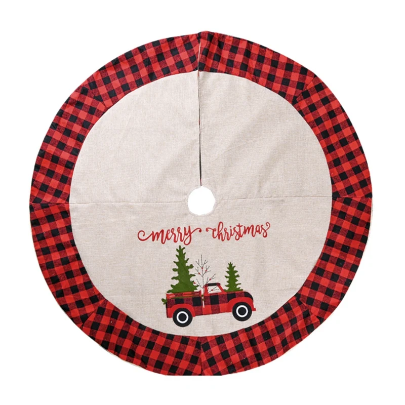 

AT69 -Christmas Tree Skirt,Carpet Mat Car Plaid Pattern Christmas Tree Pad for Home Holiday Party Decor