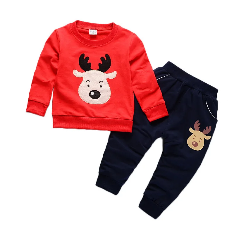 2019 Autumn New 1-4 Year Christmas clothing Baby Clothes Boys Suits Kids Cotton Long Sleeve Round Neck Sweater+Pants Set |