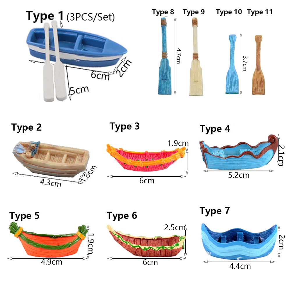 1 комплект миниатюрная лодка и весло фигурка орнамент сделай сам микро пейзаж