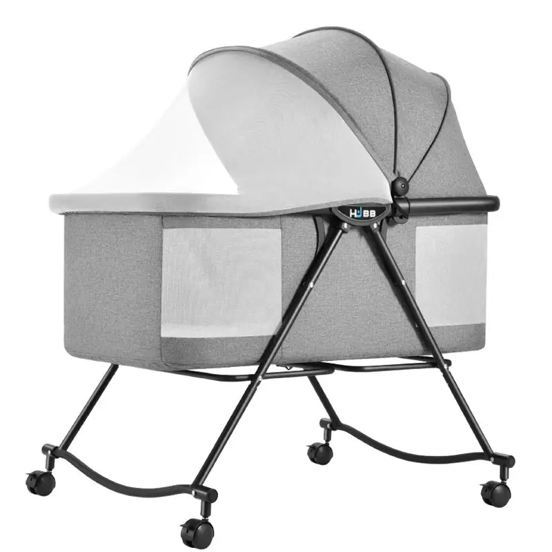 Foldable Crib for Newborns, Can Half Lying, Travel Bassinet with Removable Tent, Portable Baby Nursery Center Bed