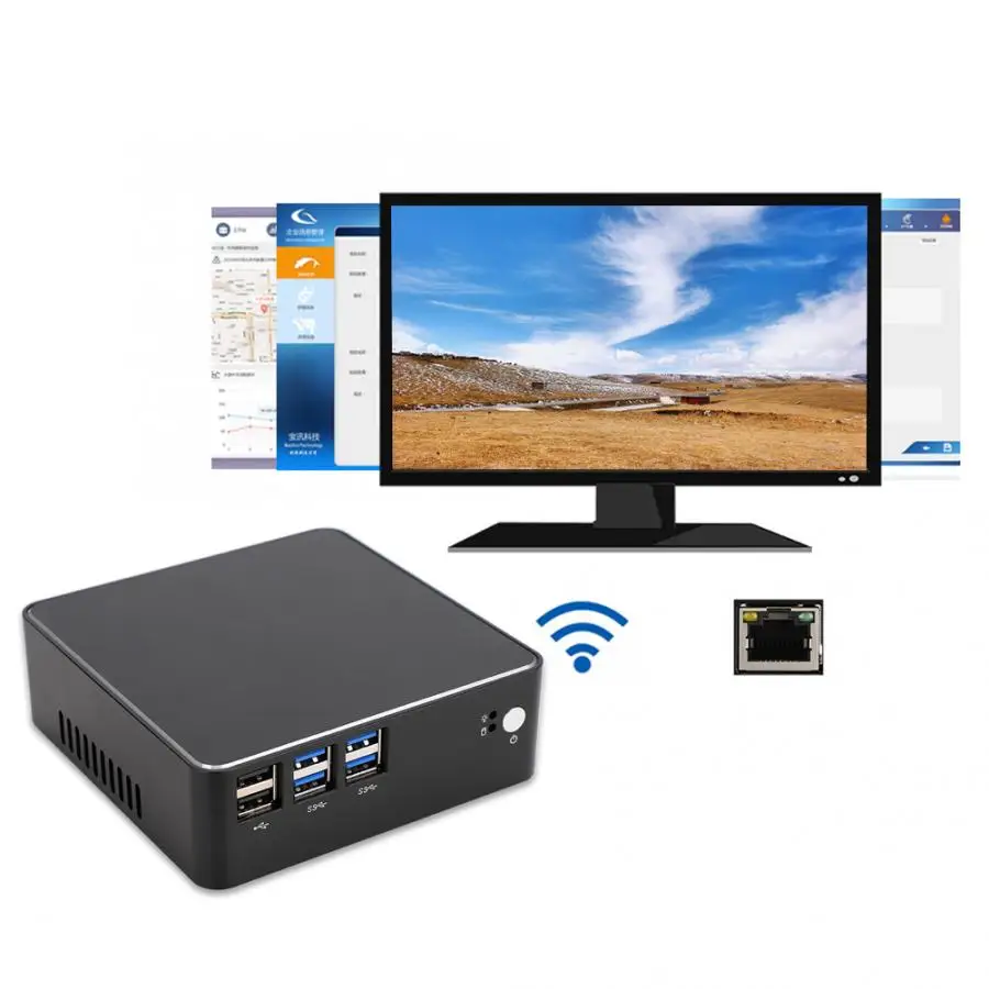Для Intel Core i5 7260U Мини ПК промышленный компьютер 4G ram + 128GB SSD 100 240V настольный
