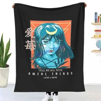 anime love hate japanese aesthetic otaku anime girl edgy otaku girl throw blanket sheets on the bed blankets on the sofa