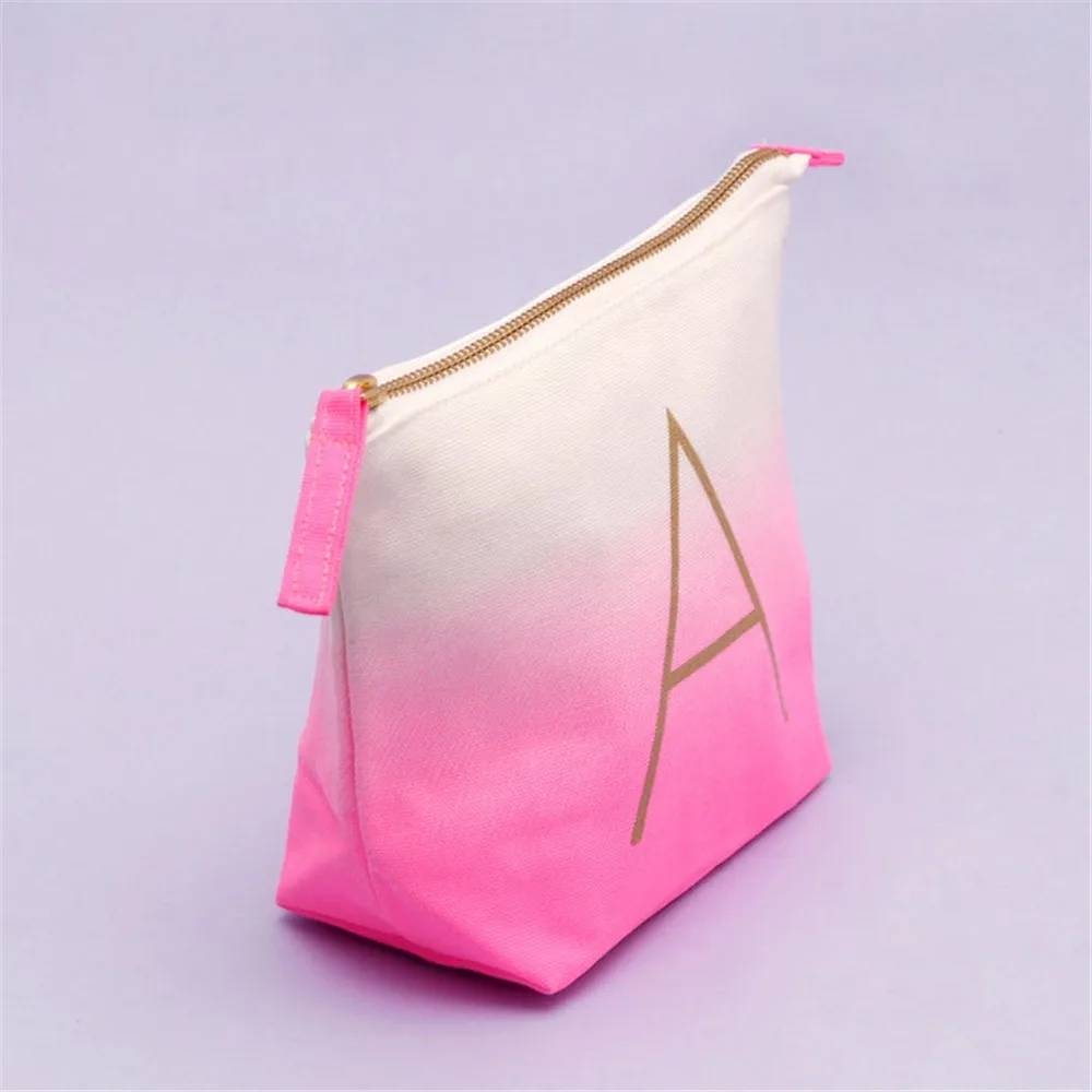 Розовые Свадебные холщовые косметички для макияжа на заказ блестящее имя сумка