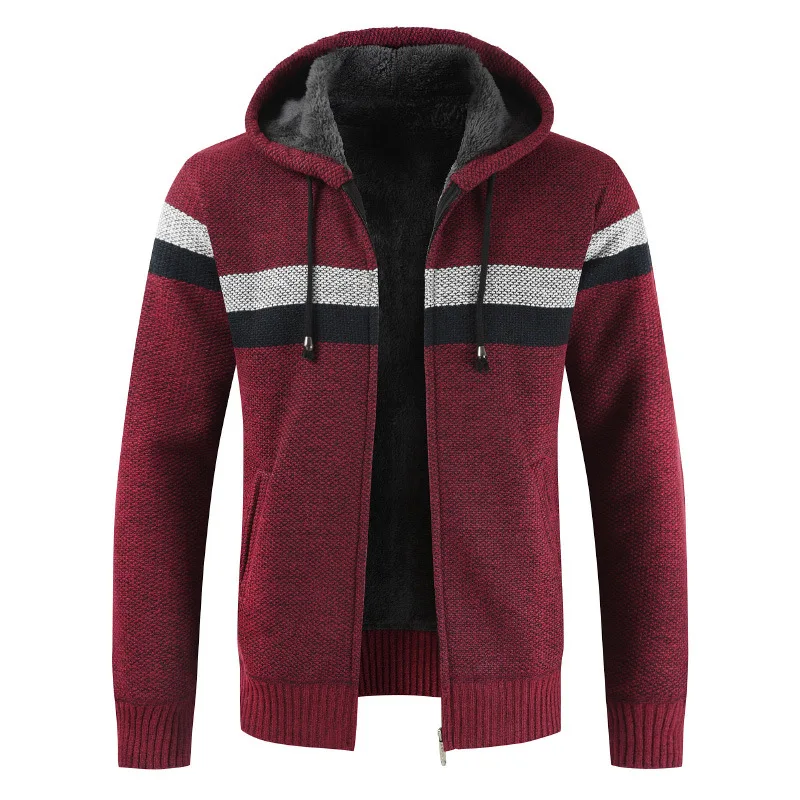 Теплый свитер куртка для мужчин зима 2019 толстый теплый кардиган с капюшоном