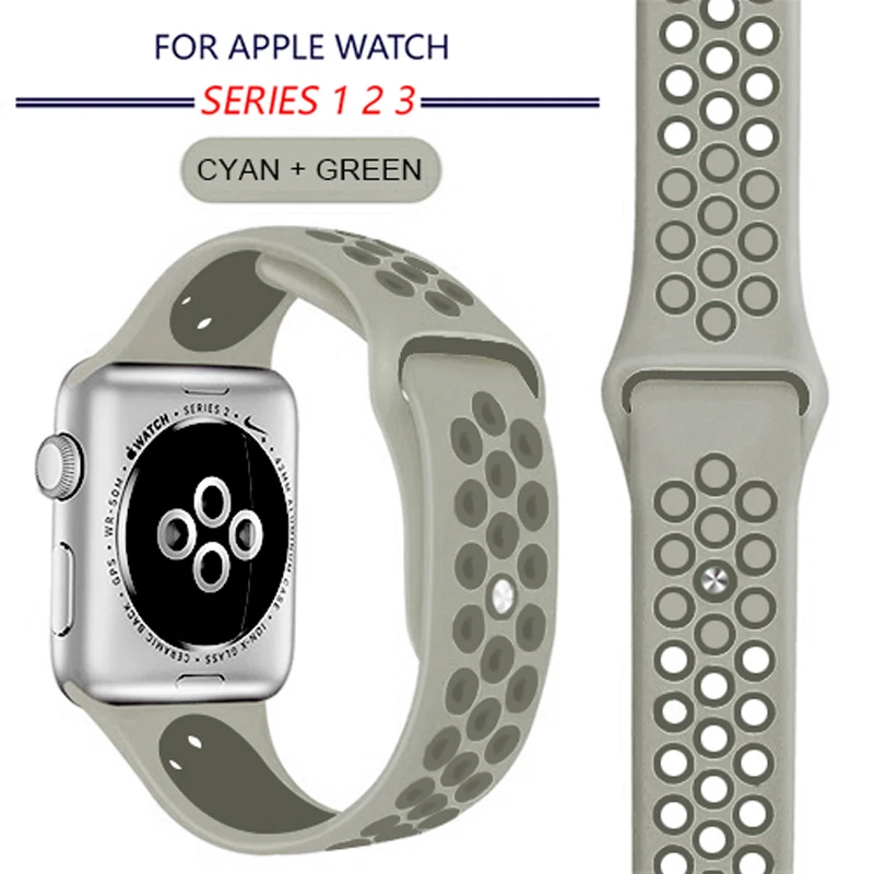pruce Fog Гибкий дышащий силиконовый спортивный ремешок для apple watch серии 5 2 3 4 42 мм 38 мм ремешок для Nike+ apple watch 5 4 40 мм 44 мм - Цвет ремешка: pruce Fog