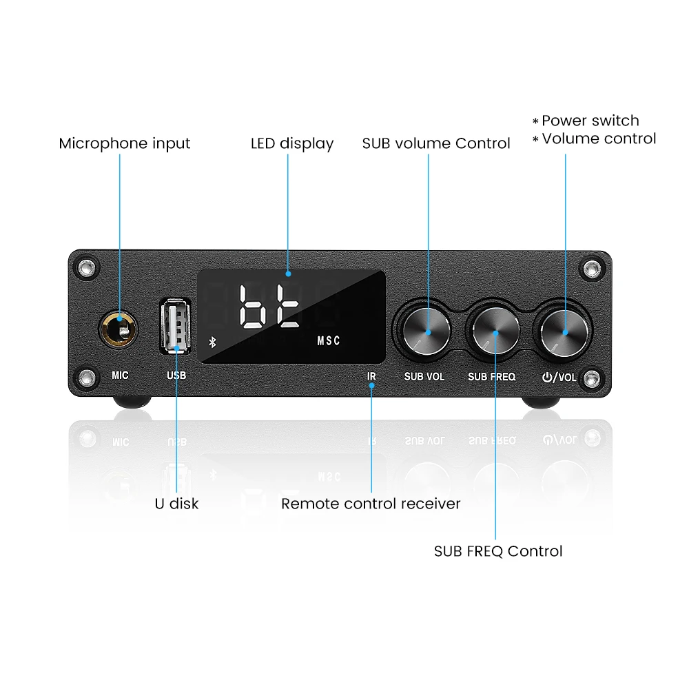 AIYIMA аудио Bluetooth усилитель TPA3116 Hifi стерео 2 1 каналов COAX/OPT/HDMI MIC караоке Amp USB