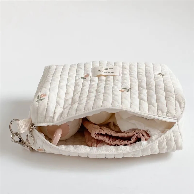 Bolsa de pa&ntilde;ales para beb&eacute;s, organizador port&aacute;til de algod&oacute;n con forma de oso para pa&ntilde;ales de beb&eacute;, organizador reutilizable para cochecito, bolsa h&uacute;meda-4